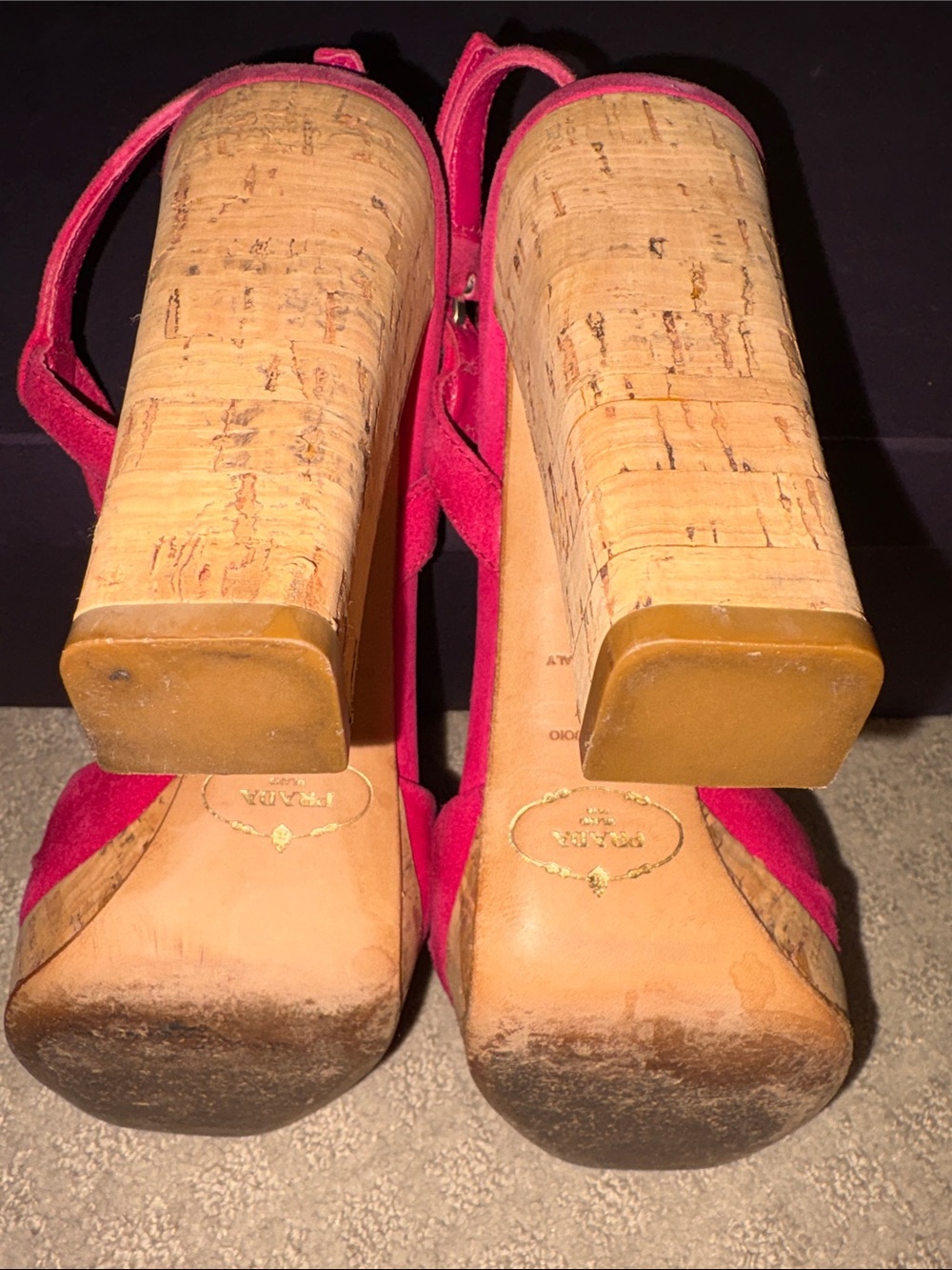 Prada Magenta Suede Knotted Slingback Heels - Picture 8 of 9